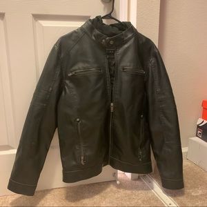 Guess Men’s Faux Leather Jacket/Hoodie